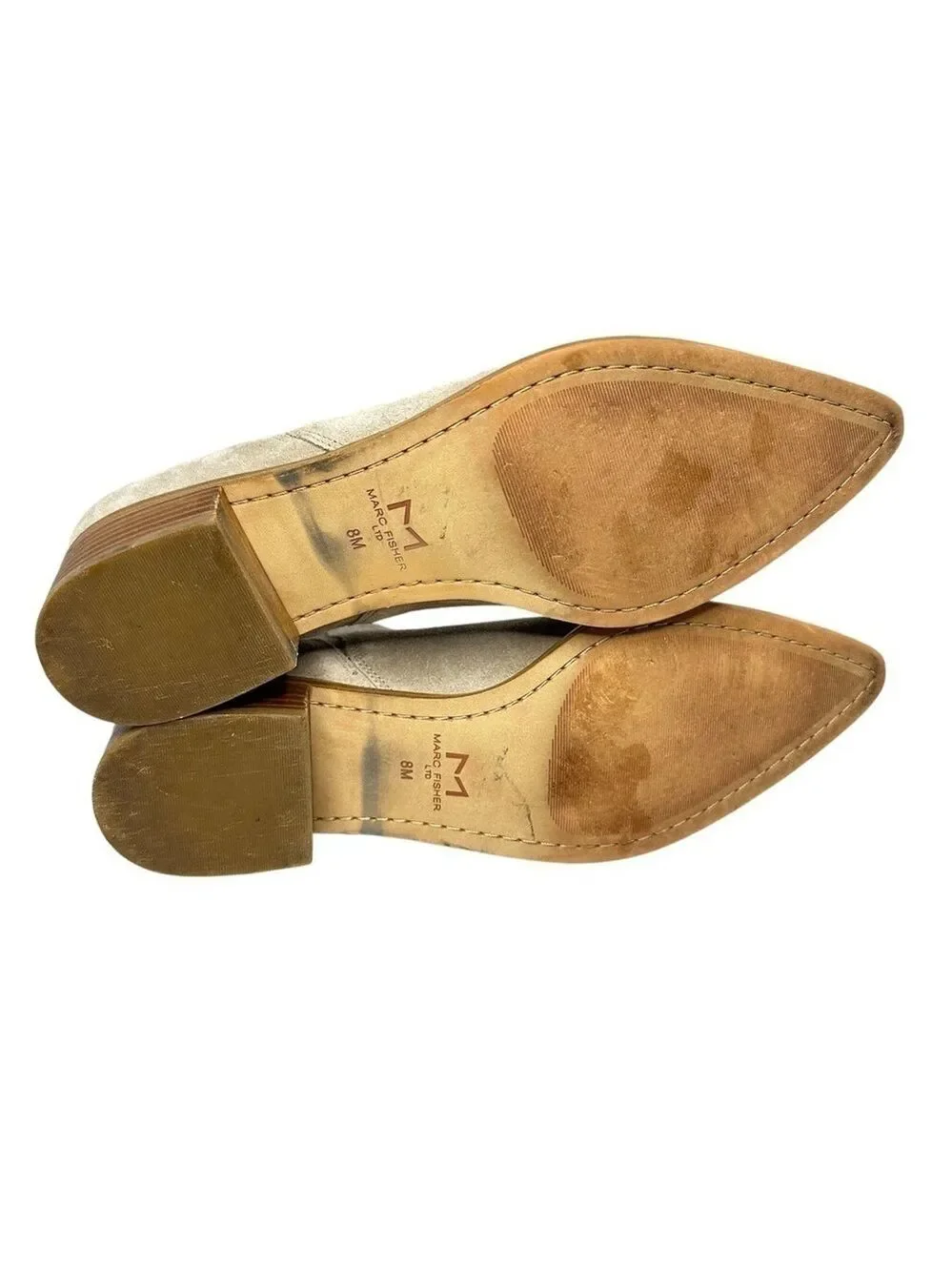 Marc Fisher Beige Yale Pointy‎ Toe Chelsea Suede Leather Women’s Bootie Size 8M